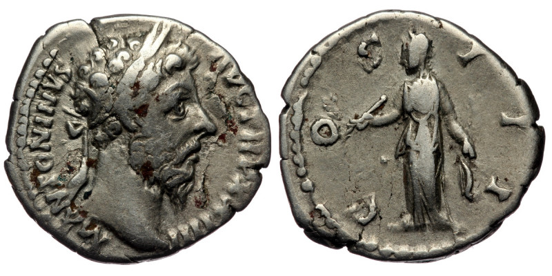 Marcus Aurelius (161-180) AR denarius, Rome, 169-170. 
M ANTONINVS AVG-TR P XXII...