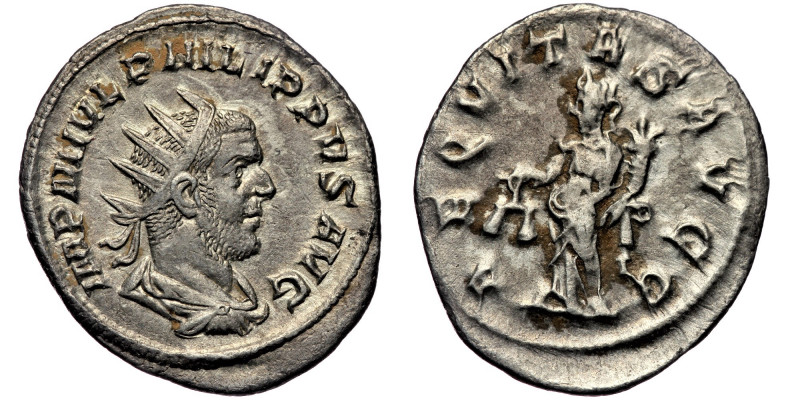 Philip I (244-249) AR Antoninianus, Rome, 244-249.
Obv.: IMP M IVL PHILIPPVS AVG...