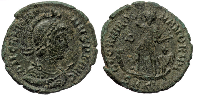 Gratian (367-383) AE24 Cyzicus 
D N GRATIANVS P F AVG - helmeted, pearl-diademed...