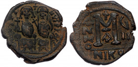 Justin II with Sophia, 565 - 578 AD AE Follis, Nicomedia Mint
12.33 gr. 28 mm