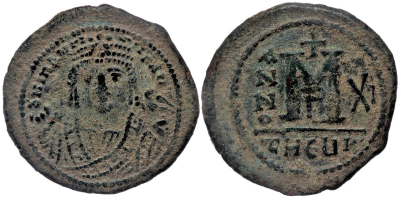 Maurice Tiberius (AD 582–602) AE follis (12.35 gm). Theoupolis (Antioch), AD 592...