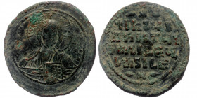 Anonymous. Class A2. Time of Basil II and Constantine VIII (1020-1028). AE35 follis Constantinople. 
+EMMA-NOVHΛ, IC-XC (barred) across fields - bust ...