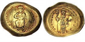 Constantine X Ducas AV Histamenon Nomisma. Constantinople, AD 1059-1067. 
⧾ IҺS XIS RЄX RЄϚNANTIҺM, Christ Pantokrator enthroned facing.
Rev: ⧾ KѠN RA...