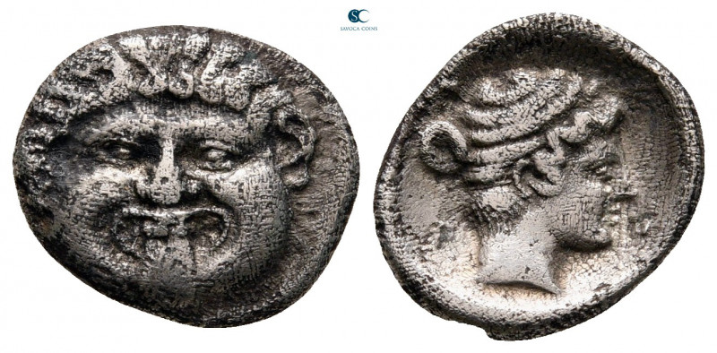 Macedon. Neapolis circa 424-350 BC. 
Tetrobol AR

13 mm, 1,63 g



very f...