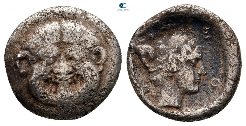 Macedon. Neapolis circa 424-350 BC. 
Tetrobol AR

12 mm, 1,54 g



fine