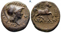 Thessaly. Thessalian League. ΦΕΡΕΚΡΑΤΗΣ (Pherekrates) ΙΣΑΓΟ (Isagoras), magistrates circa 120-50 BC. Bronze Æ
