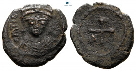 Tiberius II Constantine AD 578-582. Uncertain mint. Decanummium Æ