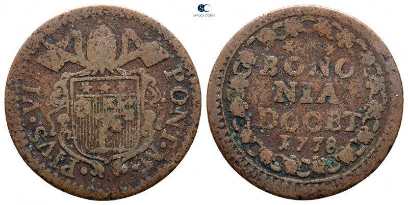 Italy. Papal State, Bologna. Pius VI AD 1775-1799.
Quattrino Æ

22 mm, 2,07 g...