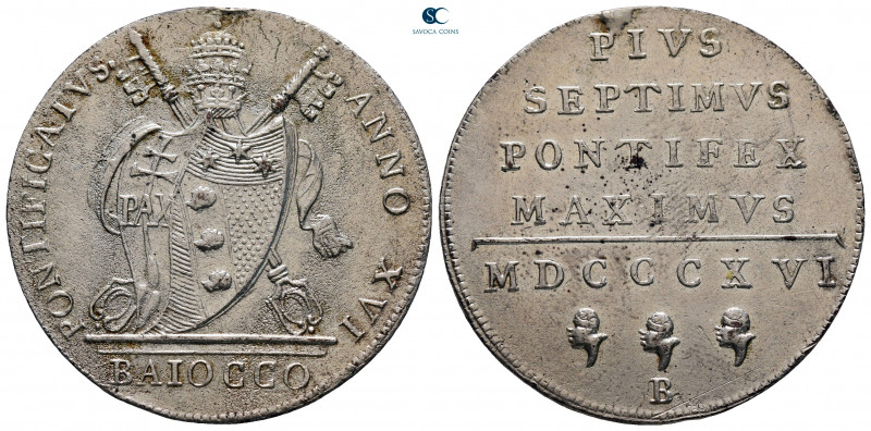 Italy. Papal State, Bologna. Pius VII AD 1800-1823.
Baiocco Ae

33 mm, 11,75 ...