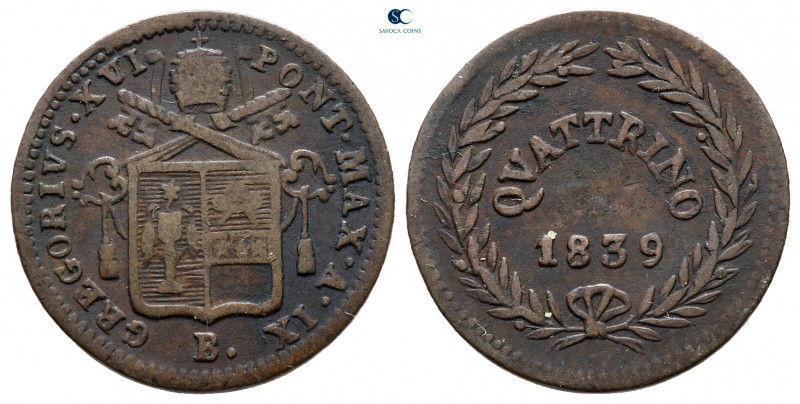 Italy. Papal State, Bologna. Gregorius XVI AD 1831-1846.
Quattrino Æ

18 mm, ...