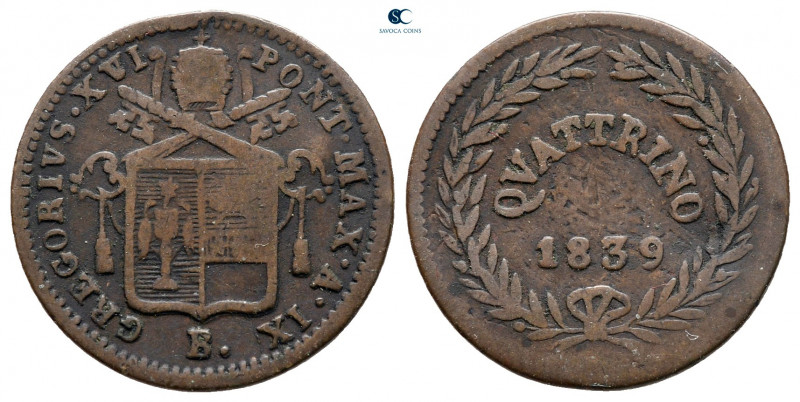 Italy. Papal State, Bologna. Gregorius XVI AD 1831-1846.
Quattrino Æ

18 mm, ...