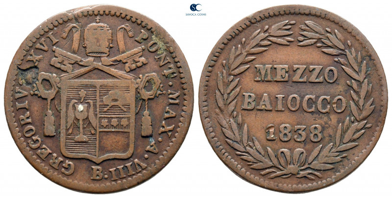 Italy. Papal State, Rome. Gregorius XVI AD 1831-1846.
Mezzo Baiocco Ae

24 mm...