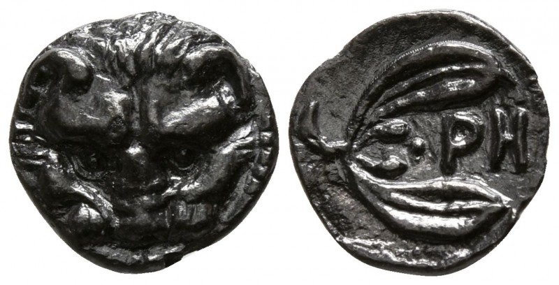 Bruttium. Rhegion circa 415-387 BC.
Litra AR

7mm., 0,58g.

Facing lion's h...