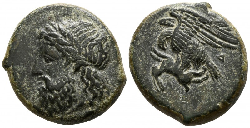 Sicily. Akragas circa 338-287 BC.
Bronze Æ

18mm., 6,14g.

Laureate head of...