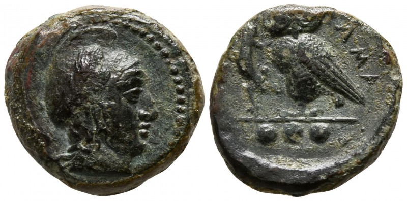 Sicily. Kamarina circa 425-400 BC.
Tetras Æ

15mm., 3,32g.

Head of Athena ...