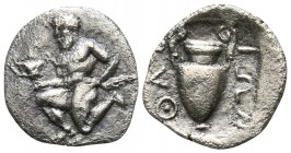 Islands off Thrace. Thasos 404-355 BC. Trihemiobol AR