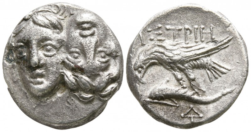Moesia. Istrus circa 400 BC.
Drachm AR

17mm., 5,24g.

Two frontal male hea...