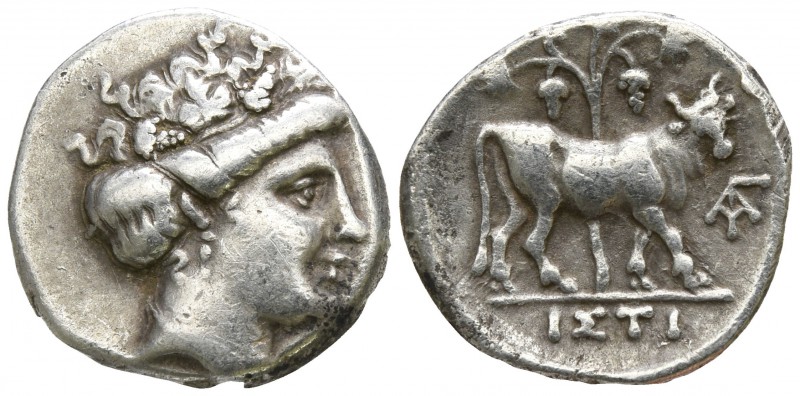 Euboea. Histiaia circa 350-300 BC.
Drachm AR

15mm., 3,32g.

Wreathed head ...