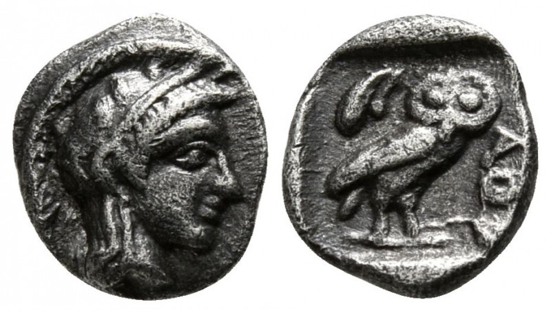 Attica. Athens 454-404 BC.
Hemiobol AR

6mm., 0,32g.

elmeted head of Athen...