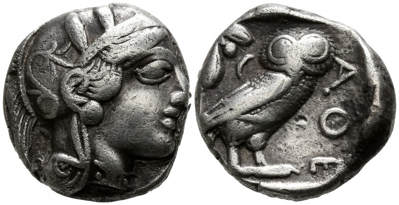 Attica. Athens circa 454-404 BC.
Tetradrachm AR

23mm., 16,76g.

Head of At...