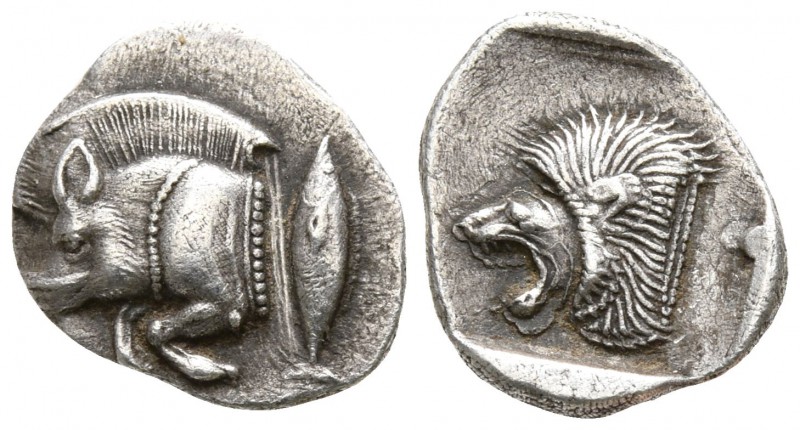 Mysia. Kyzikos circa 480 BC.
Obol AR

11mm., 0,83g.

Forepart of boar left ...