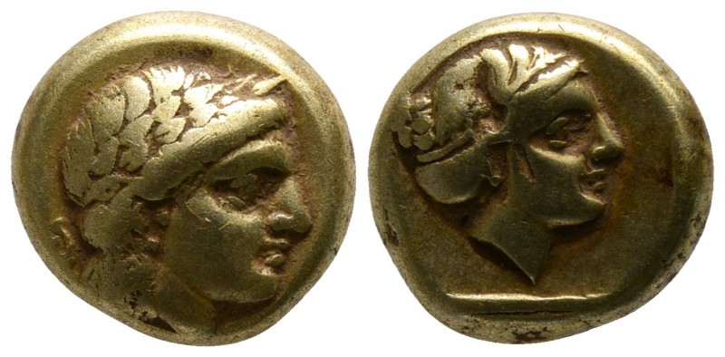 Lesbos. Mytilene circa 377-326 BC.
Hekte EL

10mm., 2,51g.

Laureate head o...