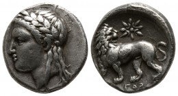 Ionia. Miletos . ΔΙΑΓΟΡΑΣ (Diagoras), magistrate circa 340-325 BC. Hemidrachm AR