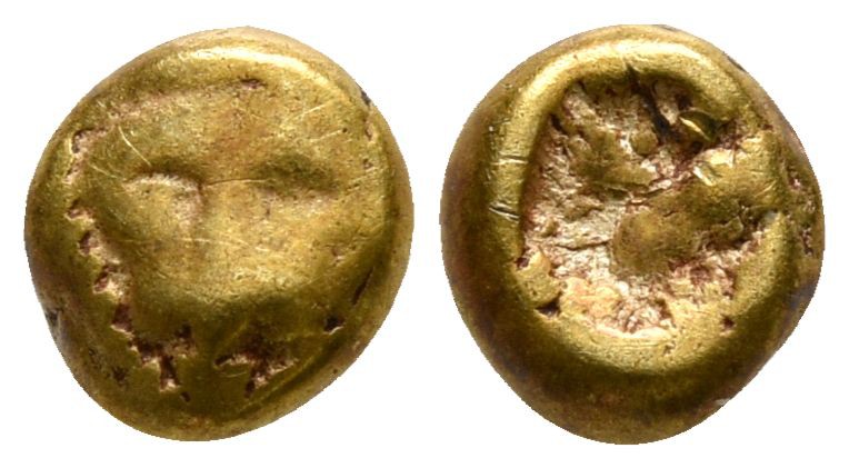 Ionia. Uncertain mint circa 600-550 BC.
1/24 Stater EL

4mm., 0,56g.

Facin...