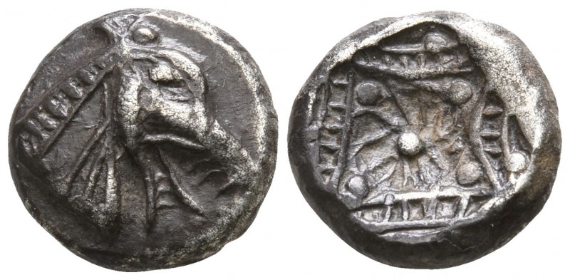 Caria. Kindya circa 510-480 BC.
Tetrobol AR

10mm., 2,04g.

Head of ketos r...