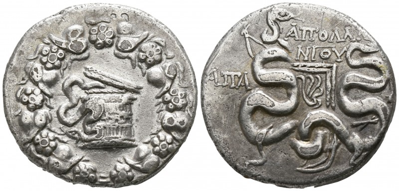 Phrygia. Apameia. ΑΠΟΛΛΩΝΙΟΣ (Apollonios), magistrate circa 88-67 BC.
Cistophor...