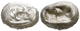 Kings of Lydia. Sardeis. Time of Cyrus to Darios I circa 550-520 BC. Siglos or Half Stater AR. Kroiseid type.