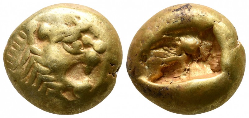 Kings of Lydia. Sardeis. Alyattes 610-560 BC.
Trite EL

11mm., 4,73g.

Head...