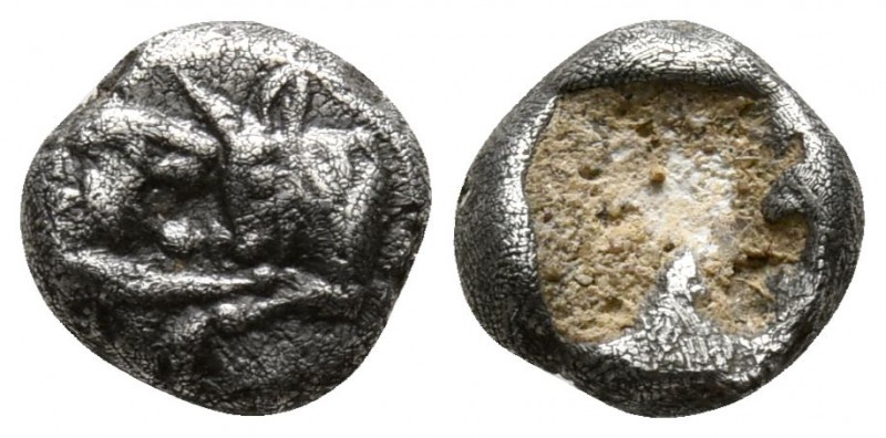 Persia. Time of Darios I circa 520-490 BC.
1/24 Siglos AR, Kroiseid type. 

5...