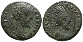 Mesopotamia. Edessa. Septimius Severus ,with Abgar VIII, 193-211 AD.. Bronze Æ