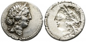 Julius Caesar 47-46 BC. Afrikan mint. Denarius AR