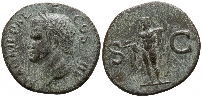 Agrippa 12 BC. Posthumous, struck by Caligula, 37-41 AD.. Rome
As Æ

27mm., 9...