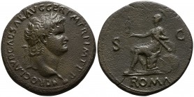 Nero AD 54-68, (struck ca. AD 64-67).. Rome. Sestertius Æ