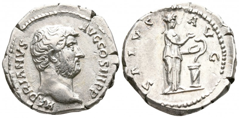 Hadrian AD 117-138. Rome
Denarius AR

17mm., 3,45g.

HADRIANVS AVG COS III ...