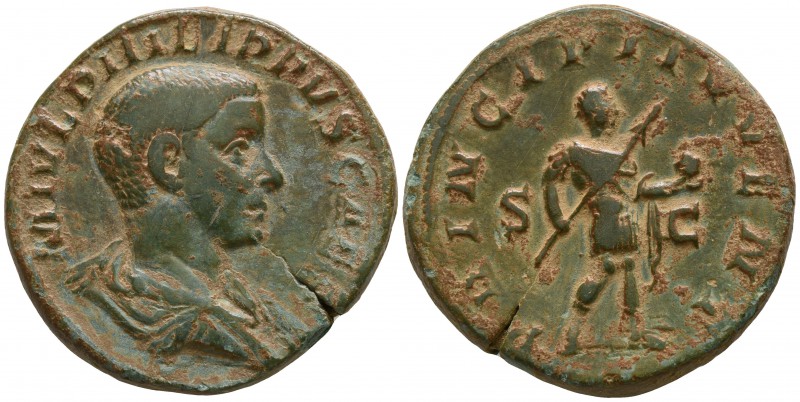 Philip II, as Caesar (Philip I, 244-249 AD) AD 244-246. Rome
Sestertius Æ

29...