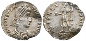 Constantius II AD 337-361, (struck AD 355-361).. Thessaloniki. Reduced Siliqua AR