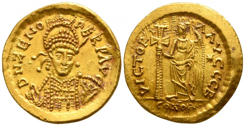 Zeno, second reign. AD 476-491, (struck AD 477-491).. Constantinople. 2nd offici...