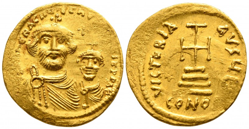 Heraclius with Heraclius Constantine AD 610-641. Byzantine
Solidus AV

18mm.,...
