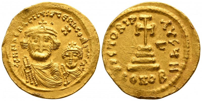Heraclius with Heraclius Constantine AD 610-641. Constantinople, 8th officina.
...