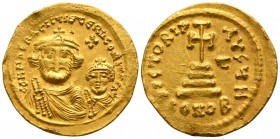 Heraclius with Heraclius Constantine AD 610-641. Constantinople, 8th officina.. Solidus AV