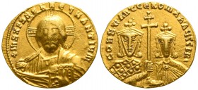 Constantin VII and Romanus I circa AD 945-959. Constantinople. Solidus AV
