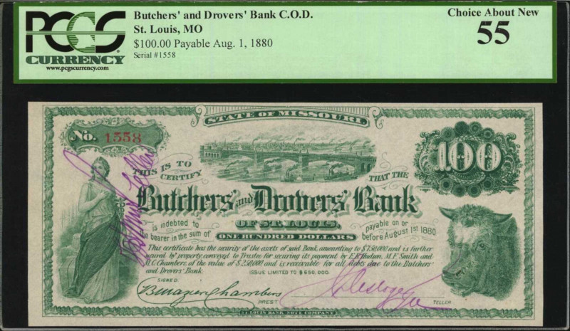 Missouri

St. Louis, Missouri. Butchers' and Drovers' Bank C.O.D. Payable Augu...