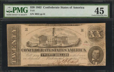 Confederate Currency

T-51. Confederate Currency. 1862 $20. PMG Choice Extremely Fine 45.

No. 3002, Plate H. Found in an attractive mid-grade.
...
