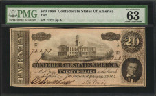 Confederate Currency

T-67. Confederate Currency. 1864 $20. PMG Choice Uncirculated 63 EPQ.

No. 72273, Plate A.

Estimate: $100.00 - $150.00
