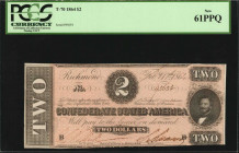 Confederate Currency

T-70. Confederate Currency. 1864 $2. PCGS Currency New 61 PPQ.

No. 95654. Boldly printed ink are displayed on this attracti...
