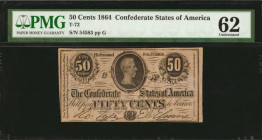 Confederate Currency

T-72. Confederate Currency. 1864 50 Cent. PMG Uncirculated 62.

PMG comments "Toning."

Estimate: $60.00 - $80.00